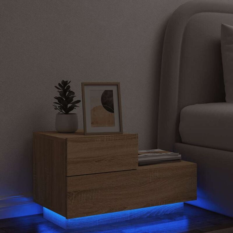 foto del prodotto comodino con luci led rovere sonoma 70x36x40,5 cm vidaxl