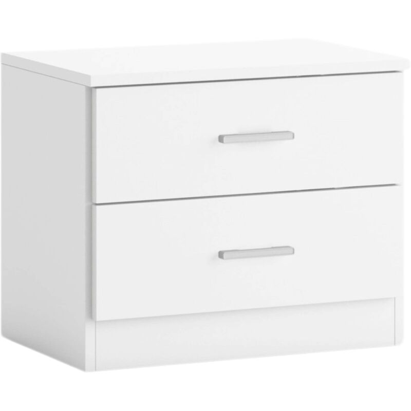 foto del prodotto comodino coppia, 2 cassetti, bianco opaco, camera da letto, matrimoniale, 50x42x33 cm