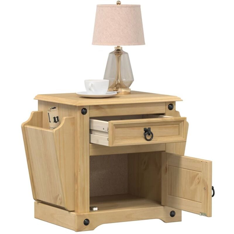 foto del prodotto comodino corona 45x35x47,5 cm in legno massello di pino vidaxl