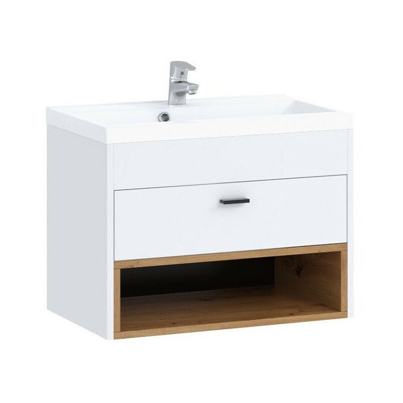 foto del prodotto comodino da bagno per lavandino baltesi 118, bianco rovere artisan, montaggio a parete, il numero di porte 0, 45x60x35cm, truciolare laminato,