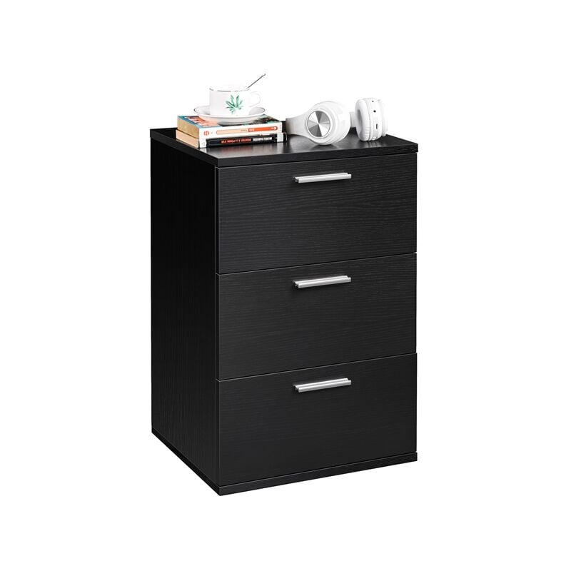 foto del prodotto comodino da camera da letto cameretta moderno cassettiera con 3 cassetti mobiletto da salotto 40 x 35 x 60 cm nero yaheetech