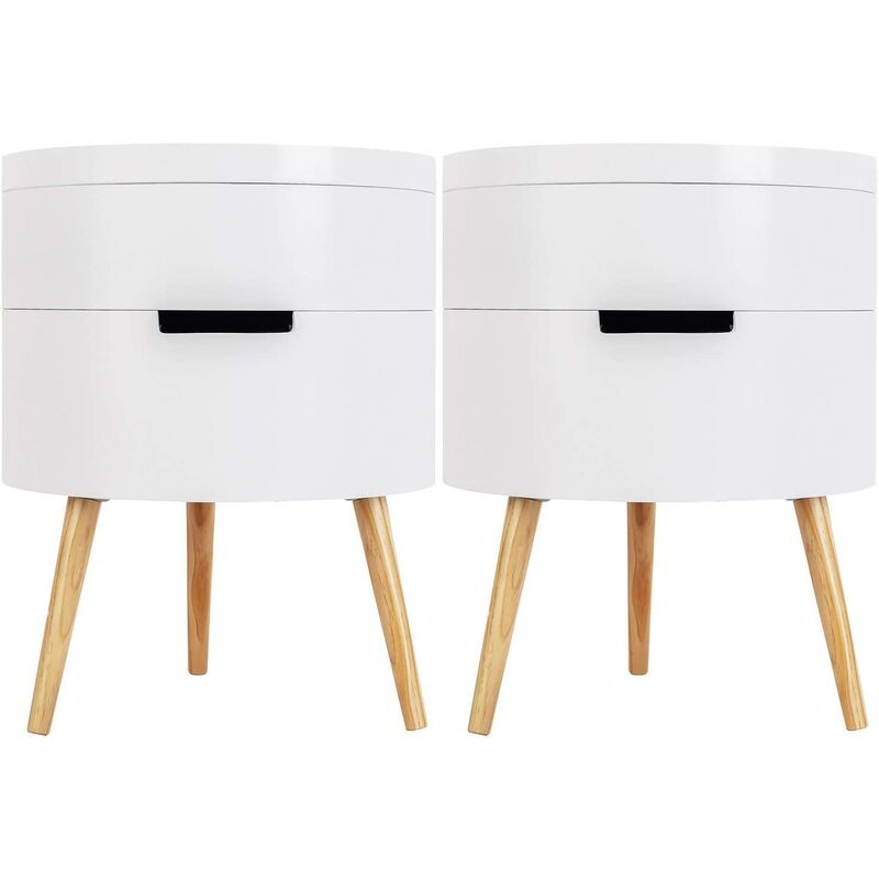 foto del prodotto comodino da camera da letto cassettiera contenitore organizzatore salotto 2x bianco woltu