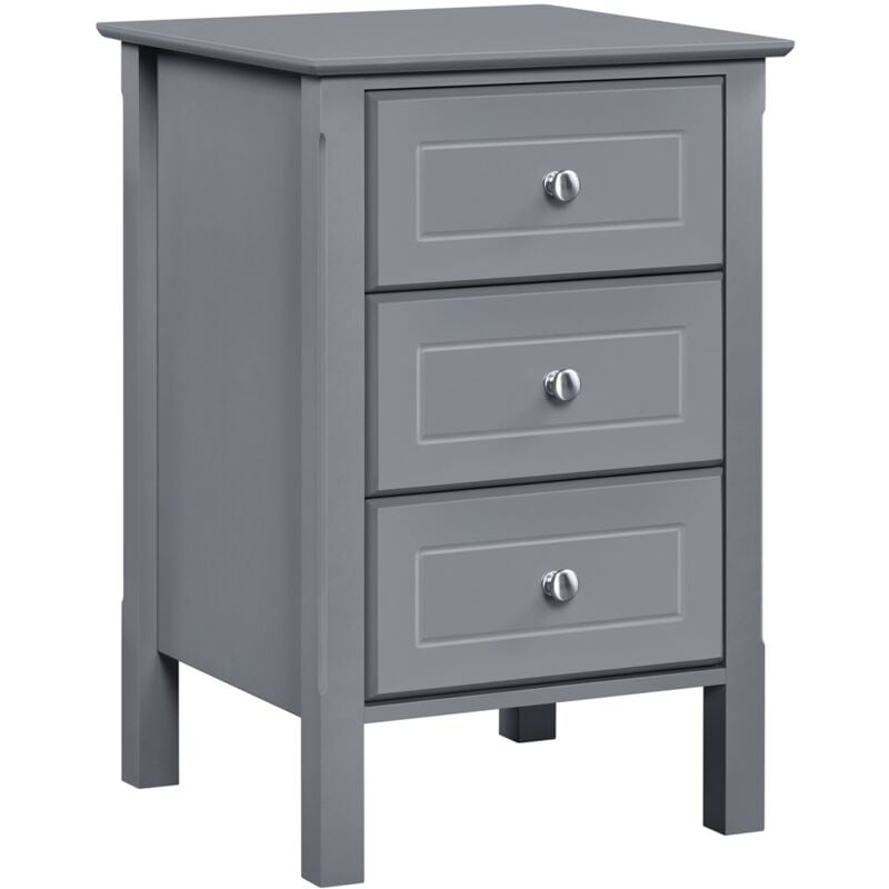 foto del prodotto comodino da camera da letto moderno armadietto cassettiera cameretta tavolino da salotto laterale divano con 3 cassetti 40 x 40 x 60 cm grigio scuro - yaheetech
