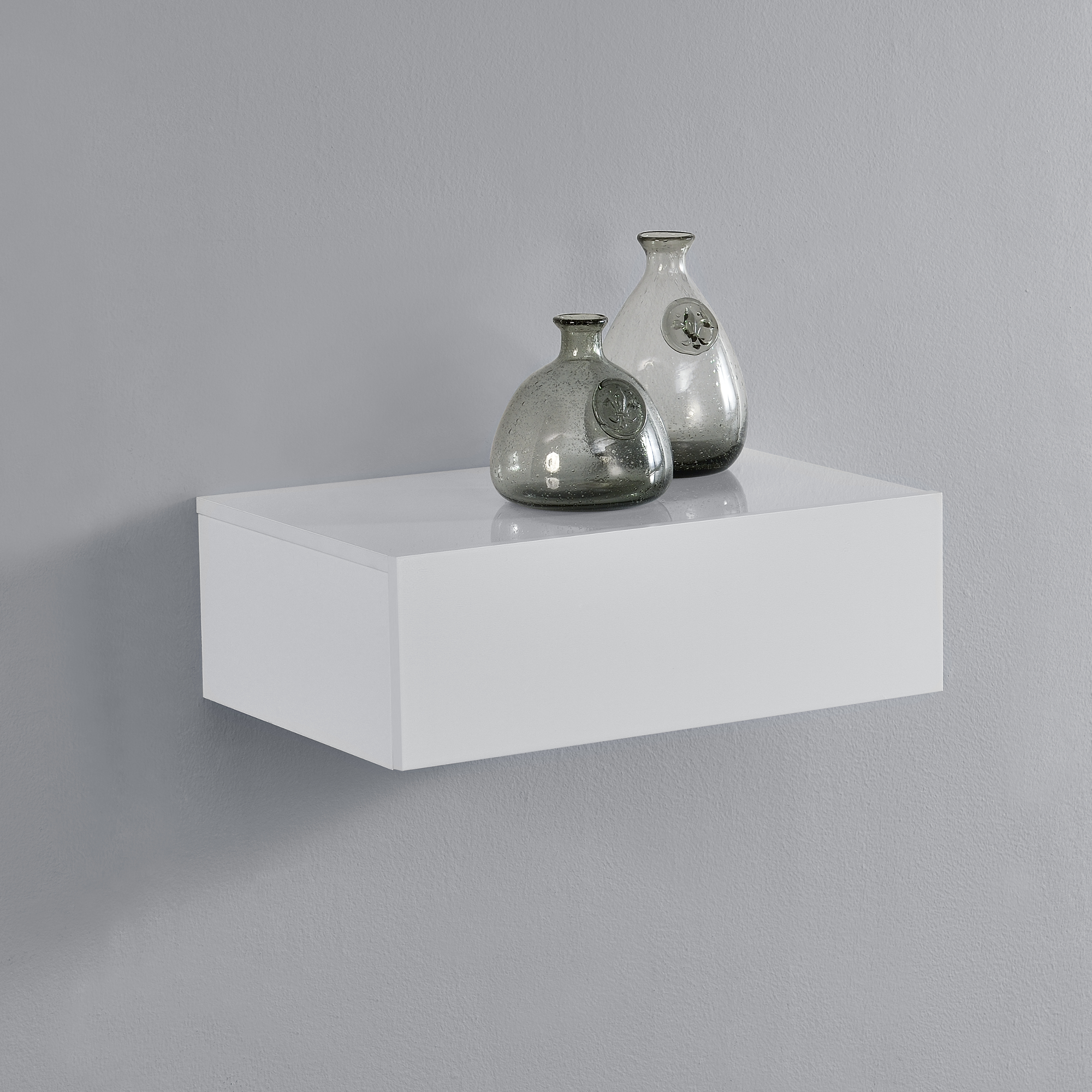 foto del prodotto comodino da parete con cassetto integrato 46x30x15 cm bianco lucido en.casa 