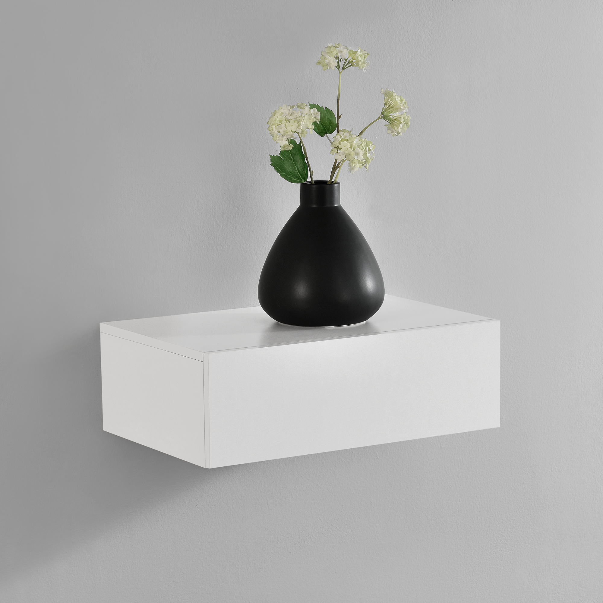 foto del prodotto comodino da parete con cassetto integrato 46x30x15 cm bianco opaco en.casa 
