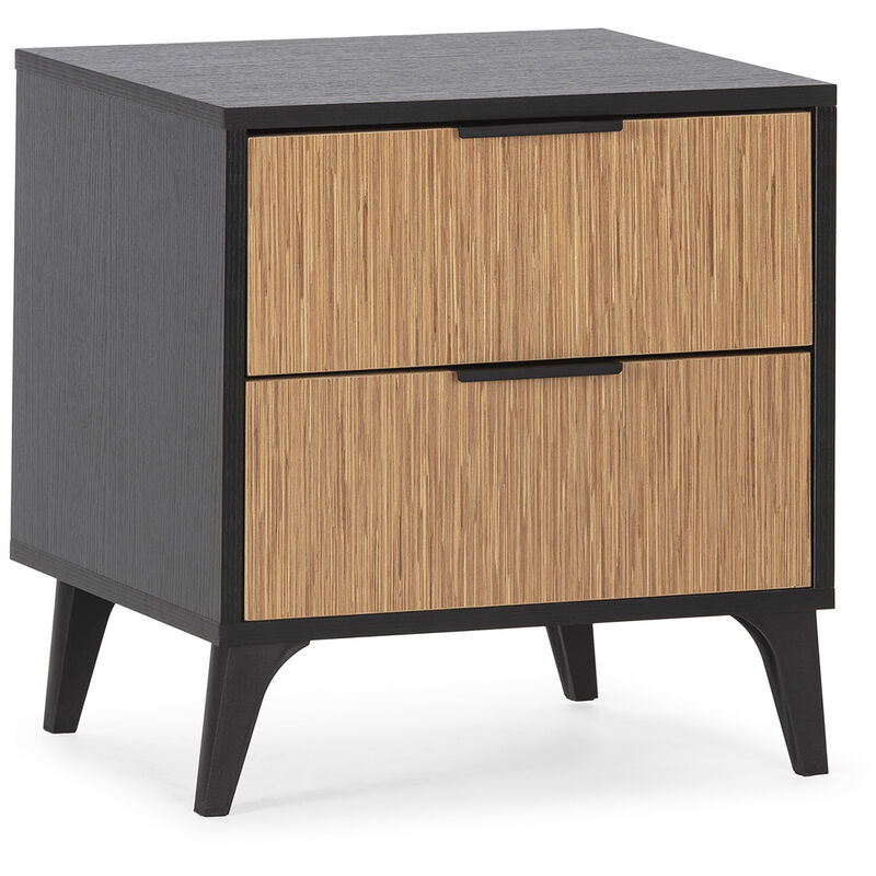 foto del prodotto comodino denis 2 cassetti colore nero legno