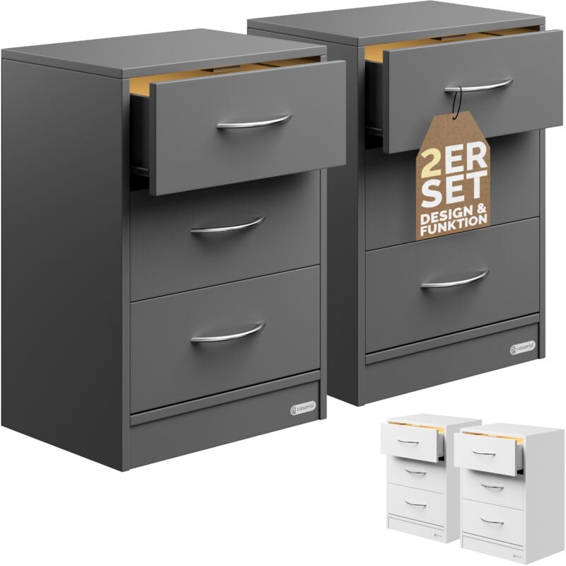 foto del prodotto comodino eloise 3 cassetti foro passacavi montaggio a parete cassettiera camera da letto comò consolle legno 54x39x28cm 2er set led anthrazit de