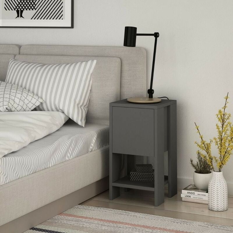 foto del prodotto comodino ema anta ribalta 30x30x55h colore antracite