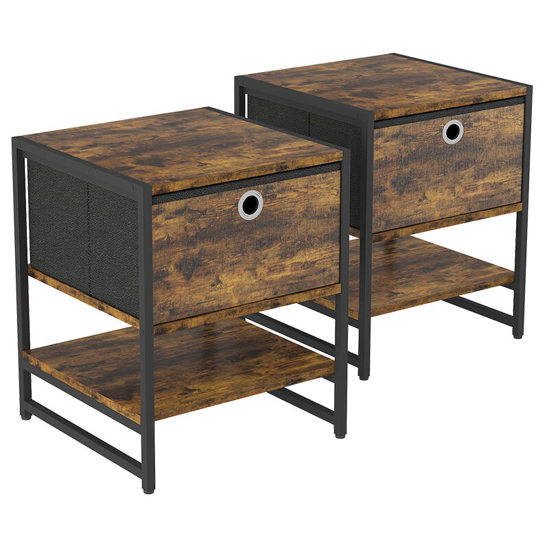 foto del prodotto comodino fyrk, rovere rustico, 40 x 50 cm set di 2 vicco