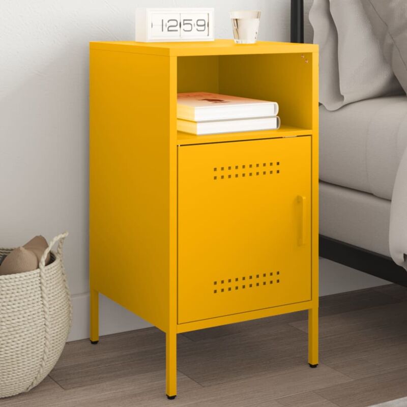 foto del prodotto comodino giallo senape 36x39x68 cm in acciaio vidaxl