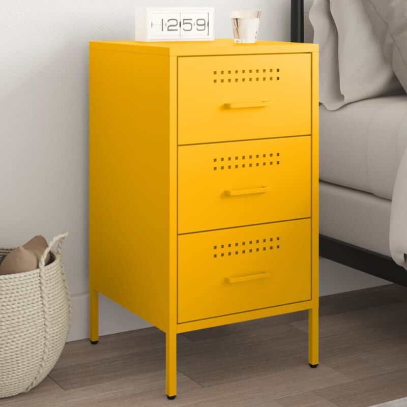 foto del prodotto comodino giallo senape 36x39x68 cm in acciaio vidaxl