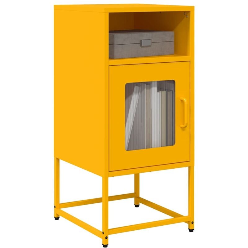 foto del prodotto comodino giallo senape 36x39x78 cm in acciaio laminato a freddo vidaxl