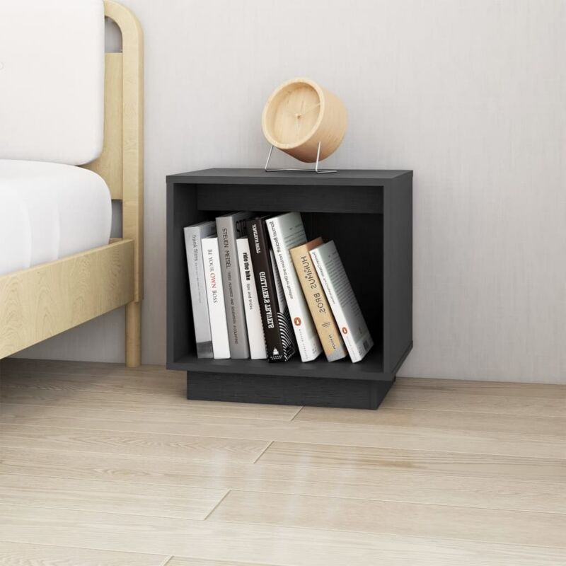 foto del prodotto comodino grigio 40x30x40 cm in legno massello di pino vidaxl