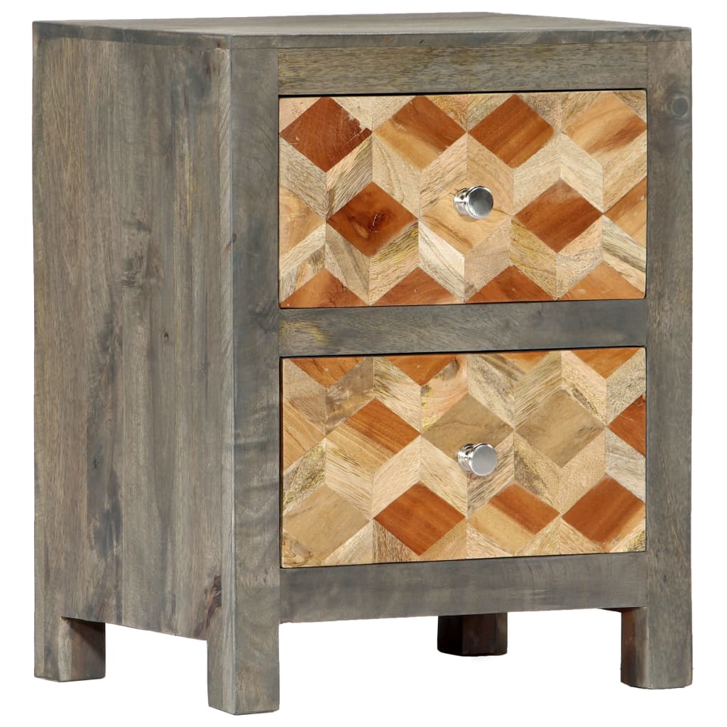 foto del prodotto comodino grigio 40x30x50 cm in legno massello di mango
