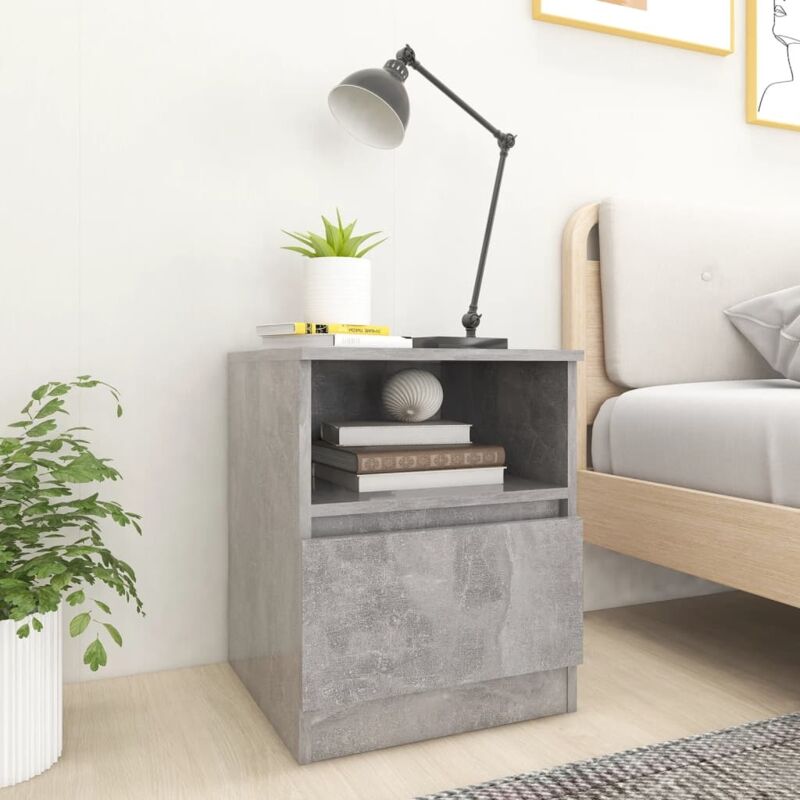 foto del prodotto comodino grigio cemento 40x40x50 cm in legno multistrato vidaxl
