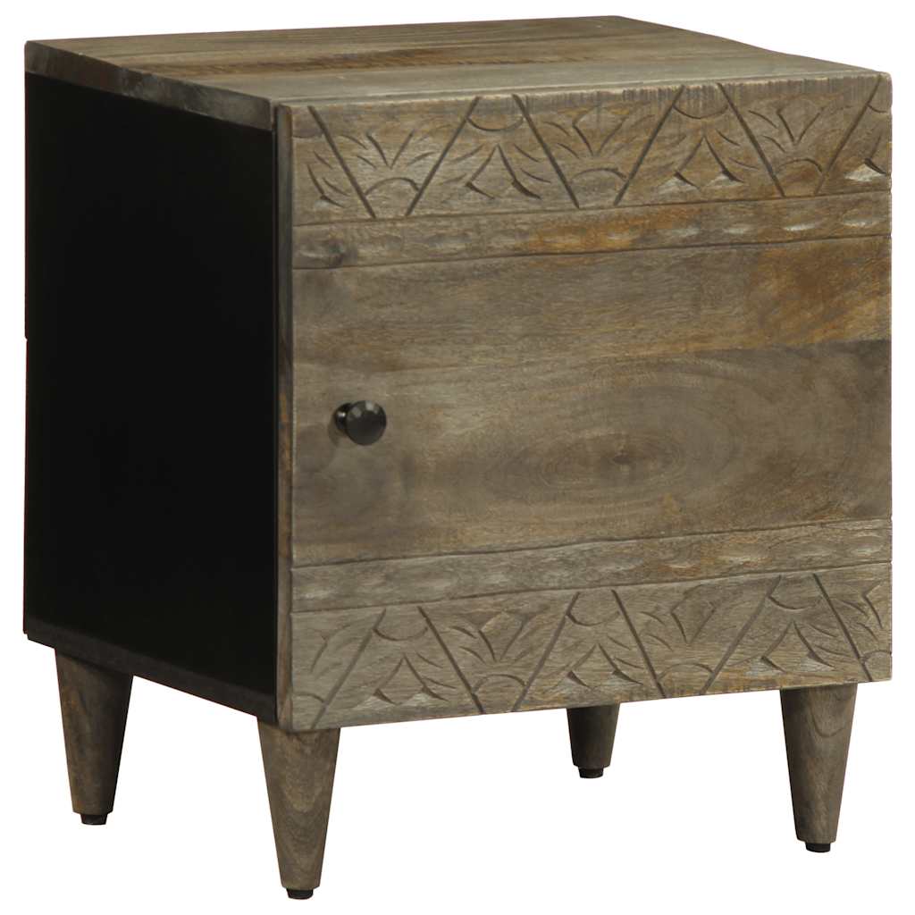 foto del prodotto comodino grigio chiaro 40x33x46 cm in legno massello di mango