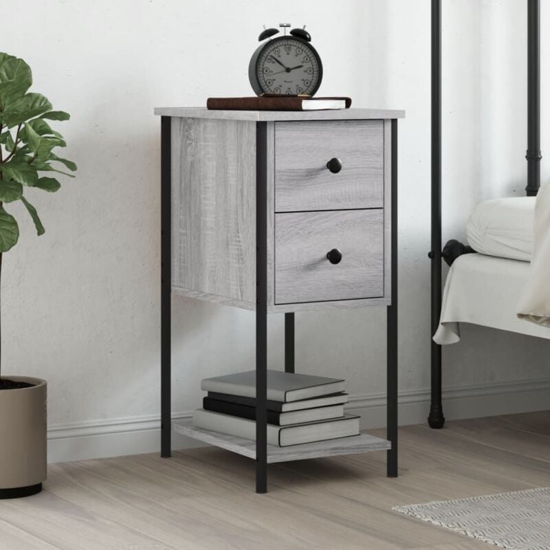 foto del prodotto comodino grigio sonoma 32x42x70 cm in legno multistrato vidaxl