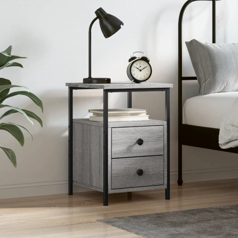 foto del prodotto comodino grigio sonoma 34x35,5x50 cm in legno multistrato vidaxl