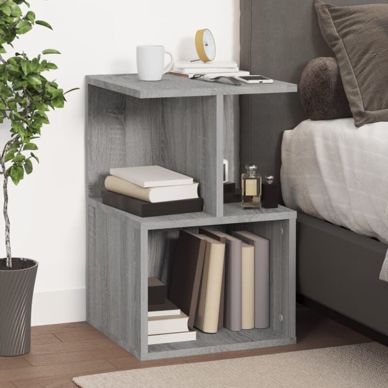 foto del prodotto comodino grigio sonoma 35x35x55 cm in legno multistrato vidaxl