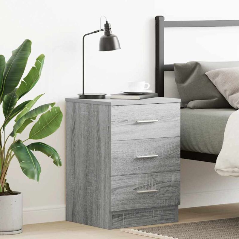 foto del prodotto comodino grigio sonoma 38x35x56 cm in legno multistrato cod mxl 30455