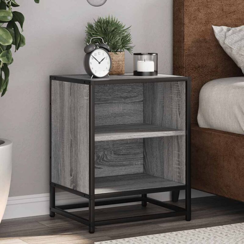 foto del prodotto comodino grigio sonoma 40x31x50 cm legno multistrato e metallo vidaxl
