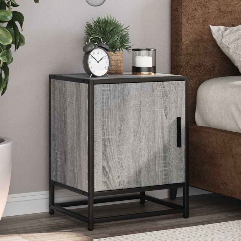 foto del prodotto comodino grigio sonoma 40x31x50 cm legno multistrato e metallo vidaxl