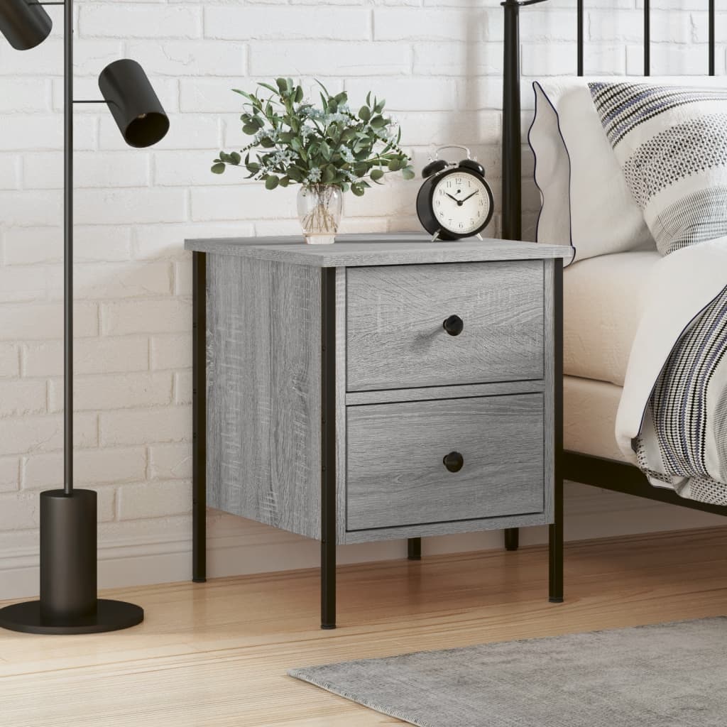 foto del prodotto comodino grigio sonoma 40x42x50 cm in legno multistratocod mxl 102334