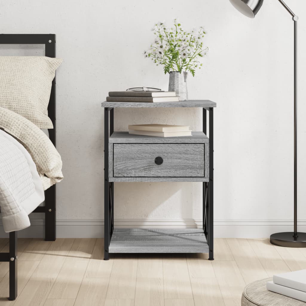 foto del prodotto comodino grigio sonoma 40x42x55 cm in legno multistratocod mxl 79878