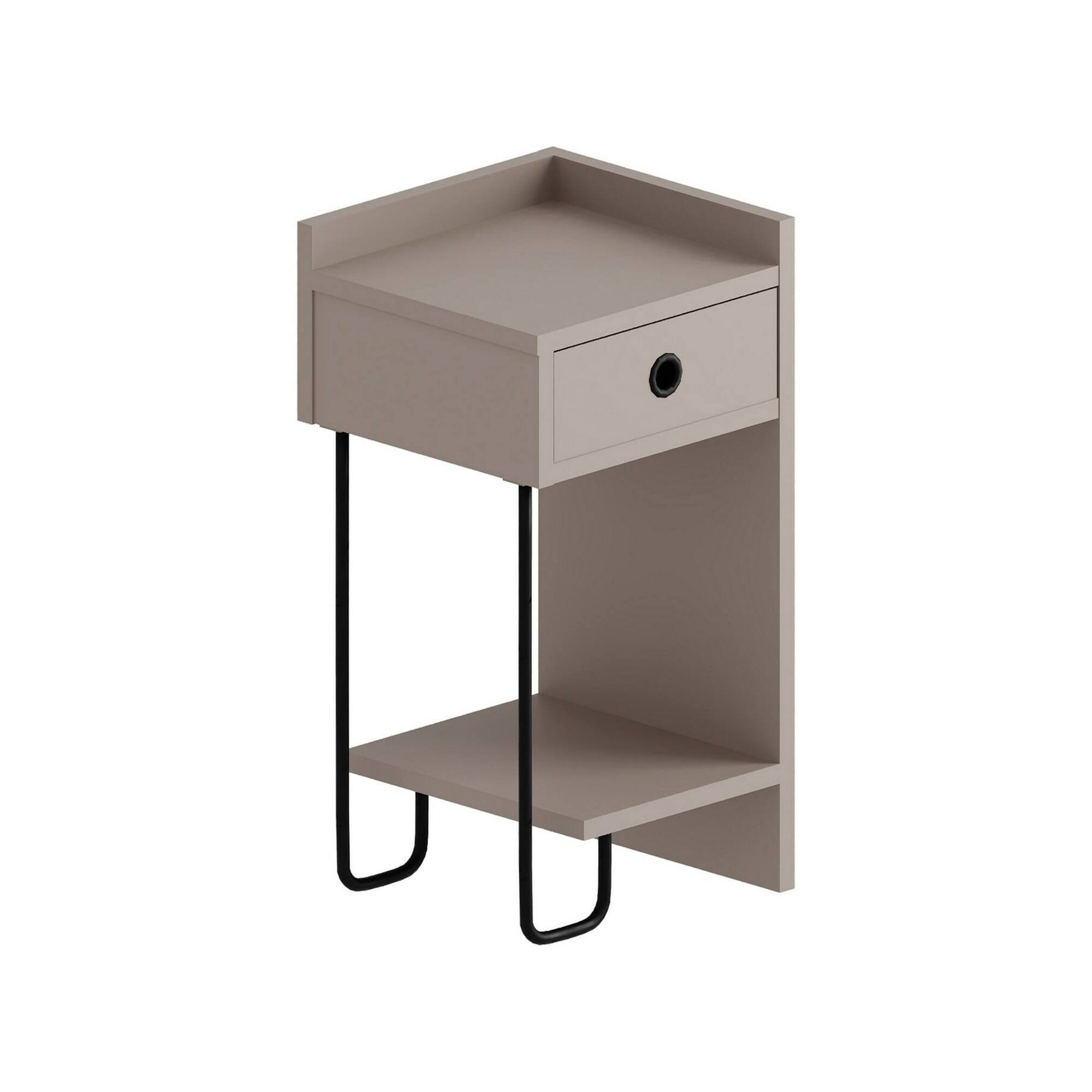 foto del prodotto comodino halola, comò basso, tavolino da notte, mensola da letto, 32x30 h61 cm, beige