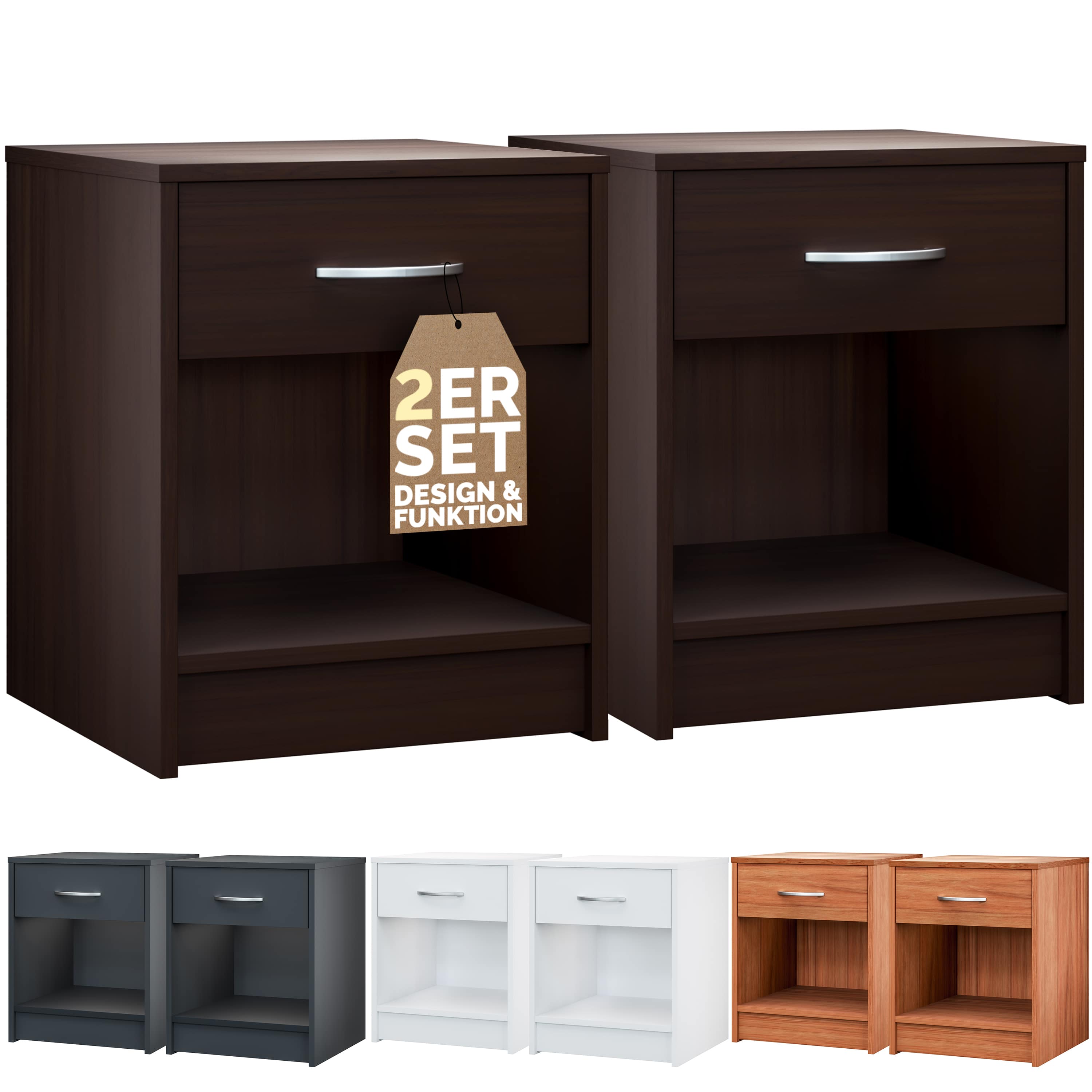 foto del prodotto comodino hamburg set di 2 aspetto weng 50x40x35cm