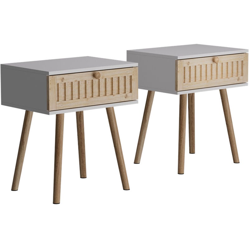 foto del prodotto comodino holk, bianco pino, 40 x 47 cm set di 2 vicco