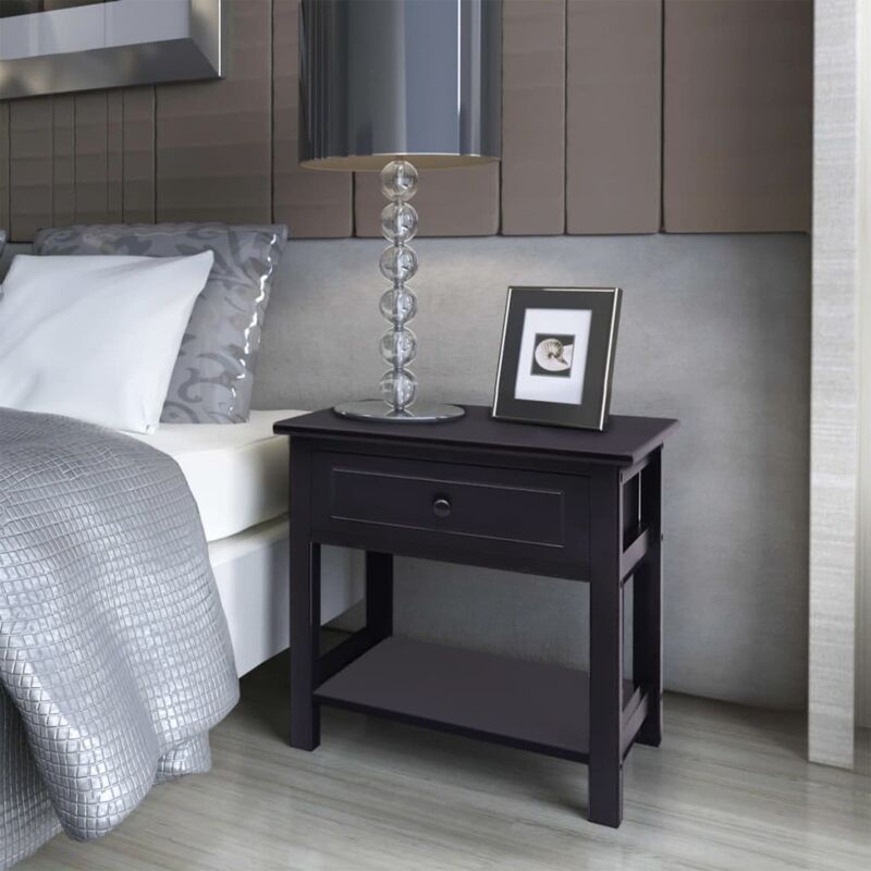 foto del prodotto comodino in legno nero vidaxl