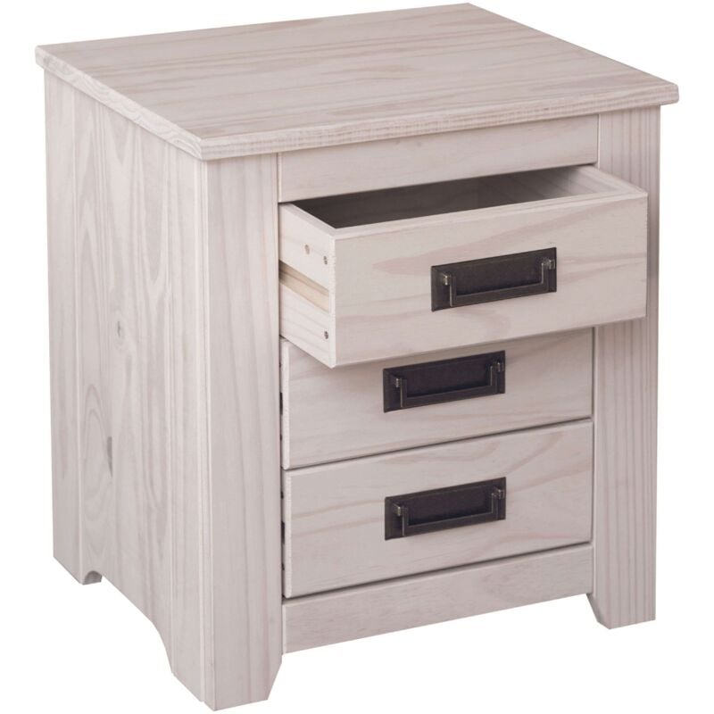 foto del prodotto comodino in legno sbiancato per camera da letto 45x50x38 cm