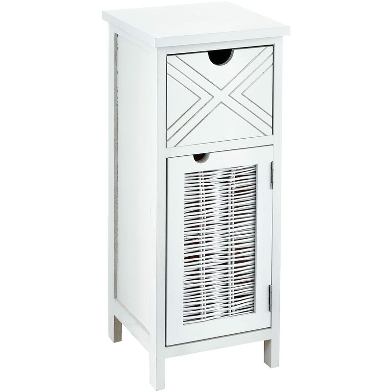 foto del prodotto comodino in legno, tavolino da soggiorno o bagno, mobiletto multiuso con cassetto e sportello 25x25x60 cm baroni home