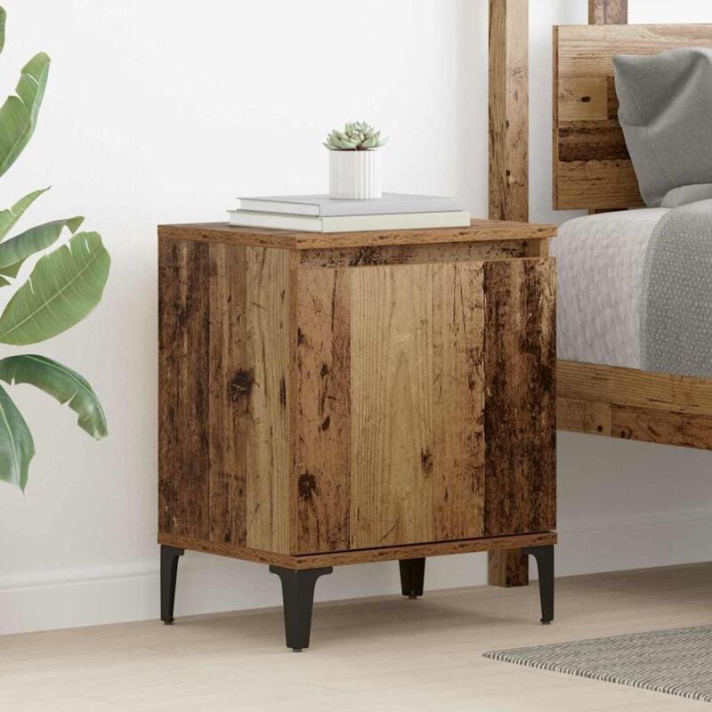 foto del prodotto comodino in legno vecchio legno vecchio legno massello, metallo vidaxl
