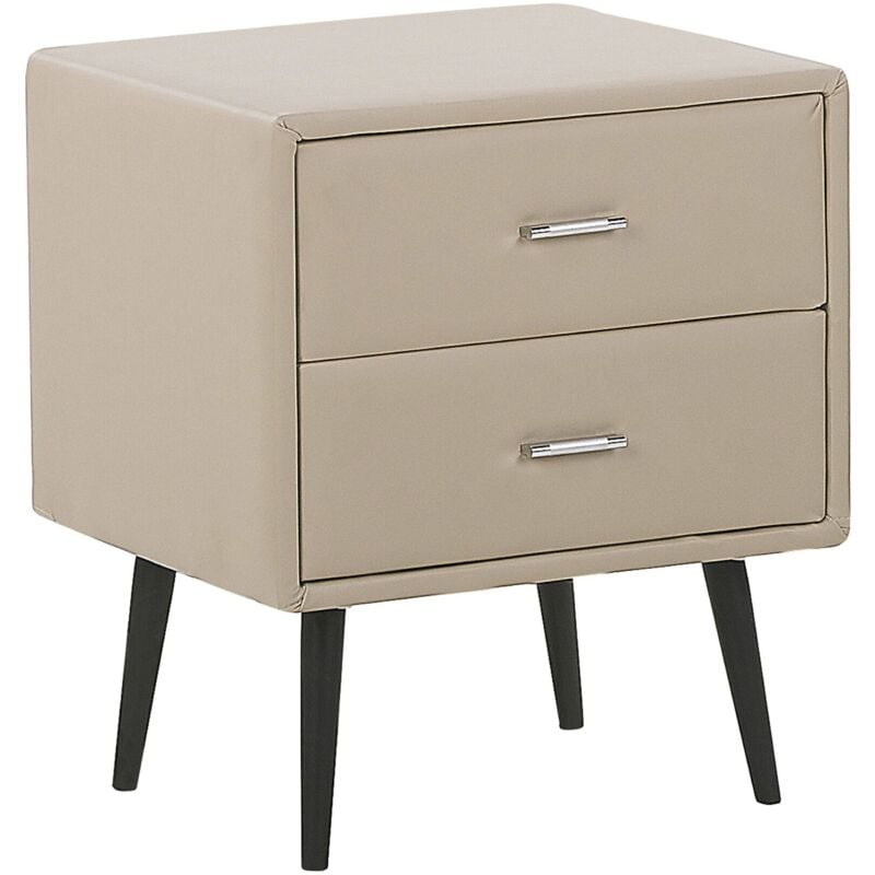 foto del prodotto comodino in similpelle beige con 2 cassetti camera da letto moderna essonne