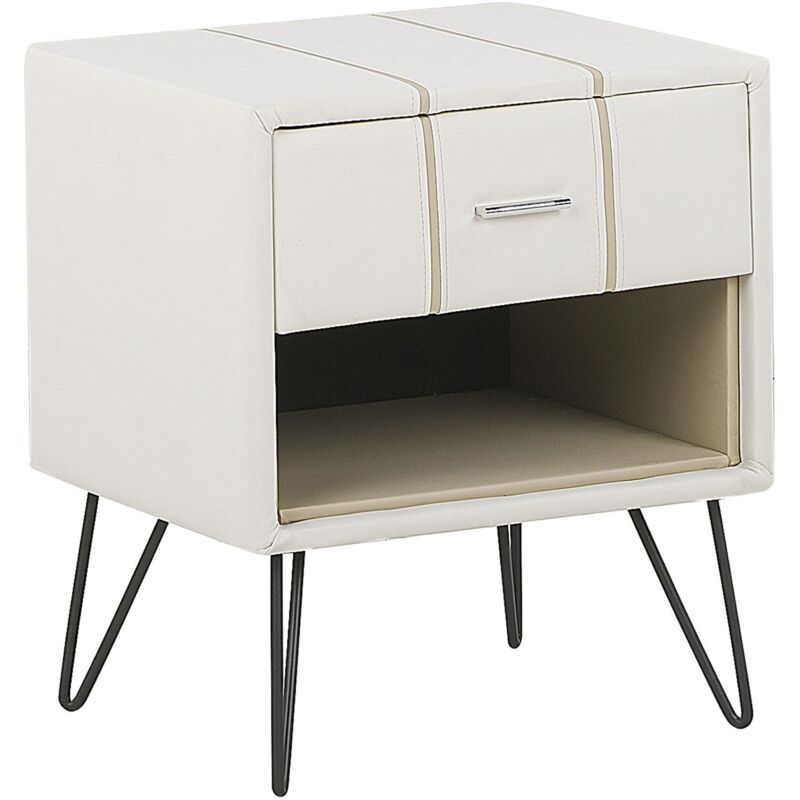foto del prodotto comodino in similpelle bianco con cassetto e scompartimento moderno glamour betin