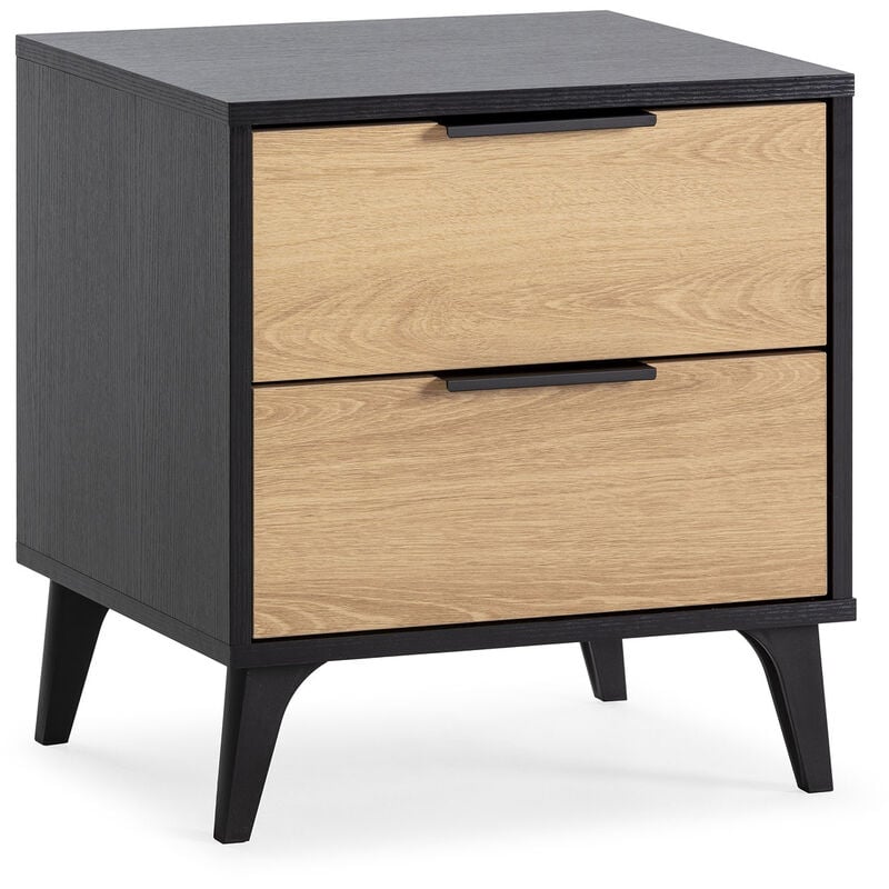foto del prodotto comodino kalma 2 cassetti color nero rovere