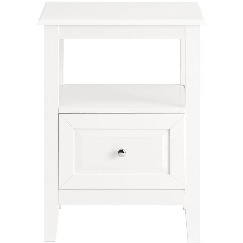 foto del prodotto comodino letto con 1 cassetto e un scomparto aperto tavolino da salotto o soggiorno tavolino telefono bianco 45x35x60cm fbt131 w sobuy