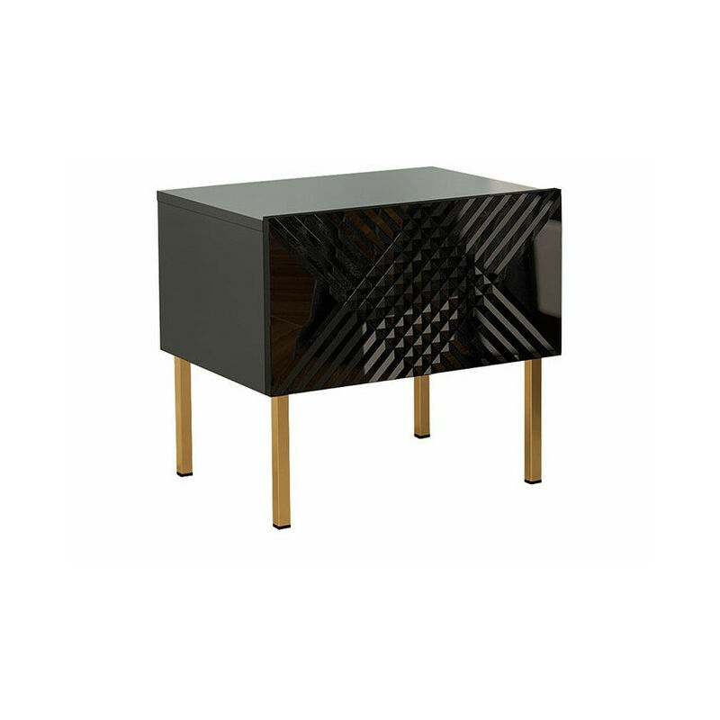 foto del prodotto comodino levelbu 102, nero nero lucido, numero di cassetti 0, il numero di porte 0, 46x50x35cm, pannello di fibra a media densit , truciolare