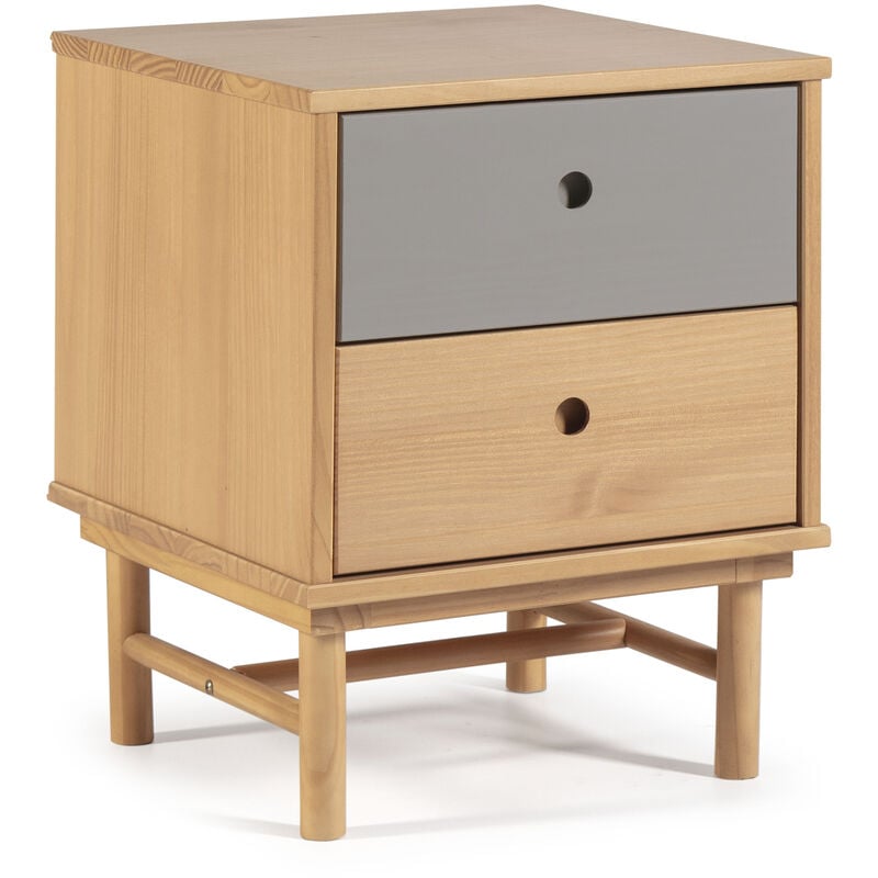 foto del prodotto comodino magnus 2 cassetti, legno massello, 40 cm larghezza 40 cm profondit 52 cm altezza 