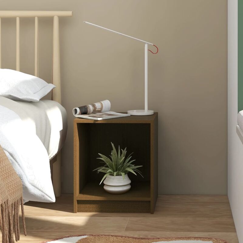foto del prodotto comodino marrone ambra 35,5x33,5x41,5 cm in legno di pino vidaxl