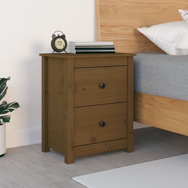 foto del prodotto comodino marrone ambra 50x35x61,5 cm in legno massello di pino vidaxl