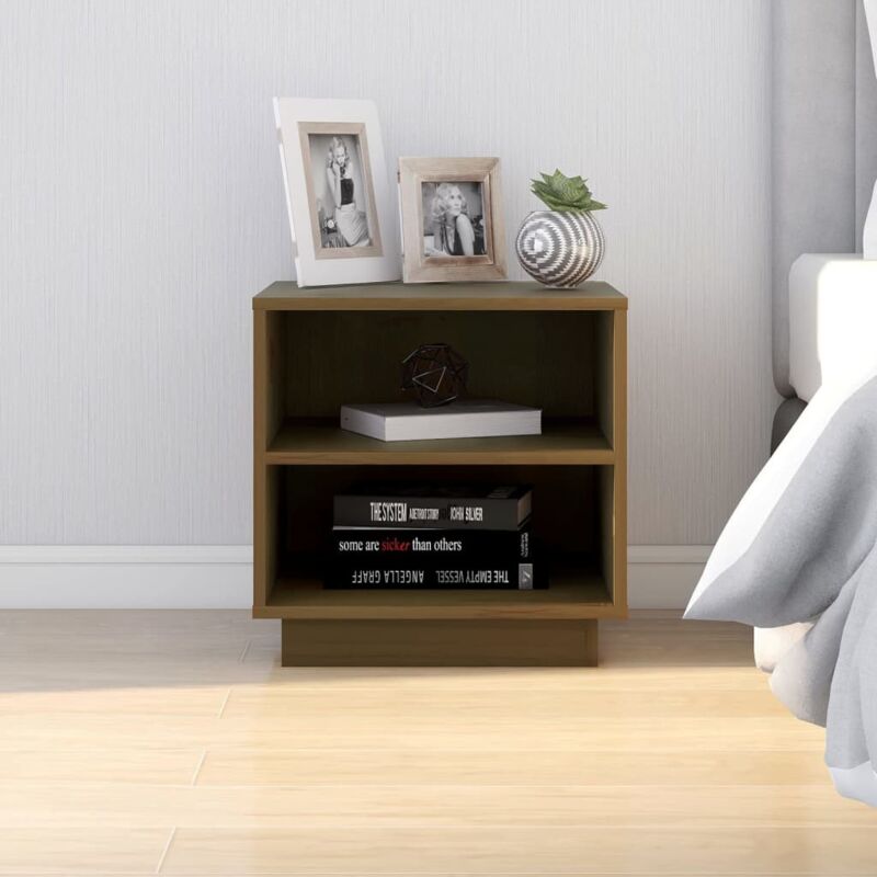 foto del prodotto comodino marrone ambrato 40x34x40 cm in legno massello di pino vidaxl