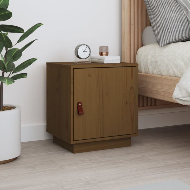 foto del prodotto comodino marrone ambrato 40x34x45 cm in legno massello di pino vidaxl