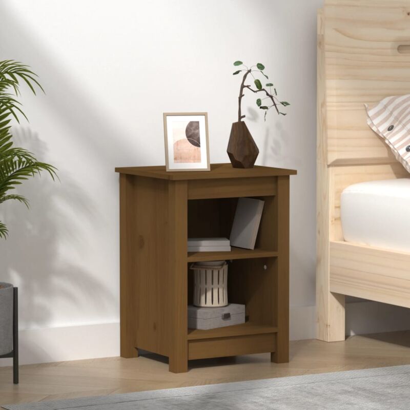 foto del prodotto comodino marrone ambrato 40x35x55 cm in legno massello di pino vidaxl