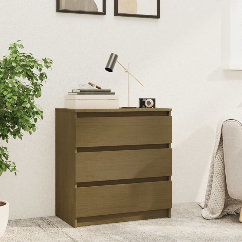 foto del prodotto comodino marrone ambrato 60x36x64 cm in legno massello di pino vidaxl