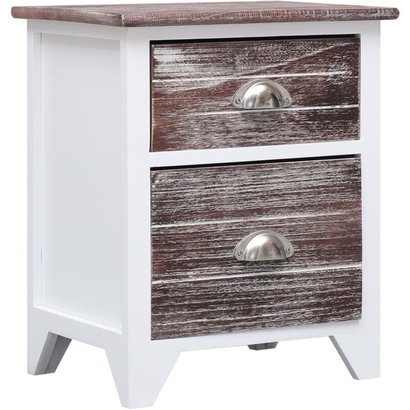 foto del prodotto comodino marrone e bianco 38x28x45 cm in legno di paulownia vidaxl