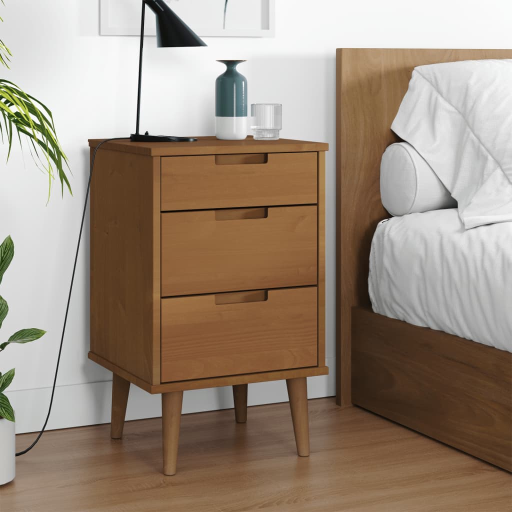 foto del prodotto comodino marrone molde 40x35x65 cm in legno massello di pino