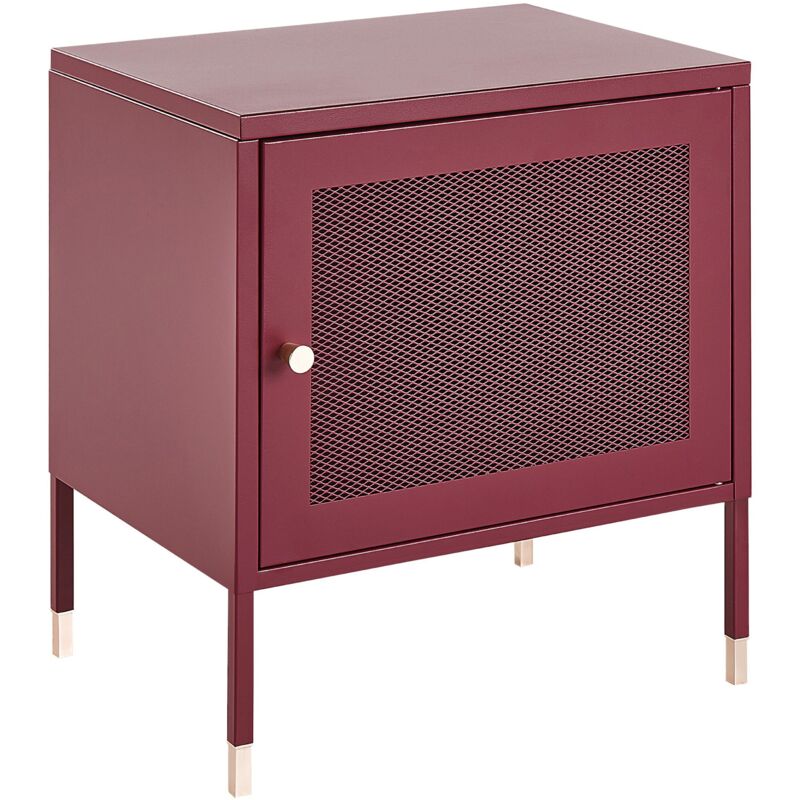 foto del prodotto comodino metallo rosso scuro 45 x 35 cm ante a rete camera da letto ossett
